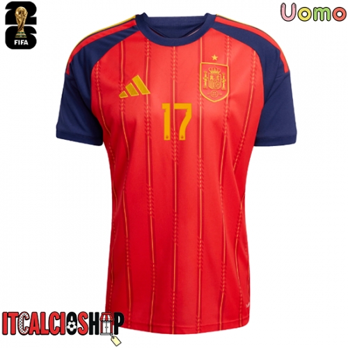 Spagna Nico Williams #17 Prima Maglia Mondiali 2026 Manica Corta